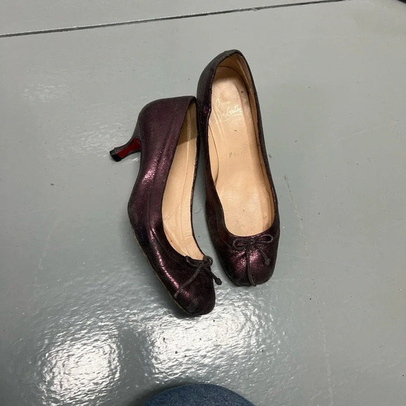 Christian Louboutin Purple Sparkle Kitten Heel Ballet Heels, size 37 - Picture 3 of 11